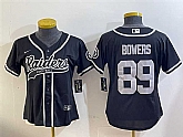 Women's Las Vegas Raiders #89 Brock Bowers Black With Patch Cool Base Stitched Baseball Jersey Dzhi,baseball caps,new era cap wholesale,wholesale hats